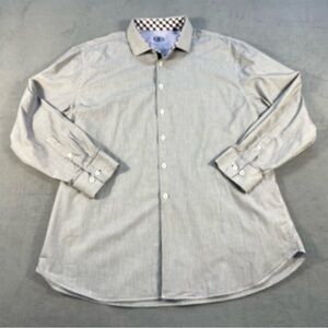 Michelsons London Men’s Blue & White stripes Button-Up Shirt, Long sleeves, XXL